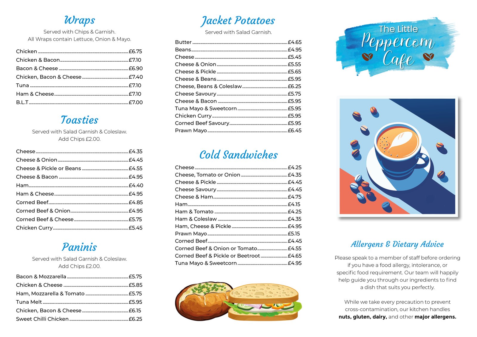 The Little Peppercorn Cafe Menu